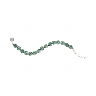 Pulsera Diamantes Cuadrados Plata Ajustable Aqua